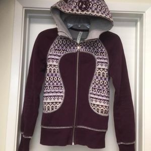 Lululemon Scuba Hoodie SPECIAL EDITION Jacket Plum Purple Fair Isle Knit Sz 2